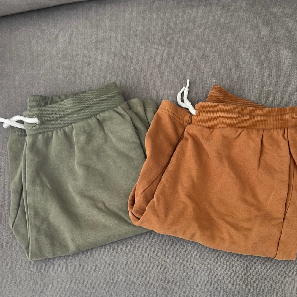 2 Pairs H&M Kids' Green and Brown Cotton Shorts -  14+Y
